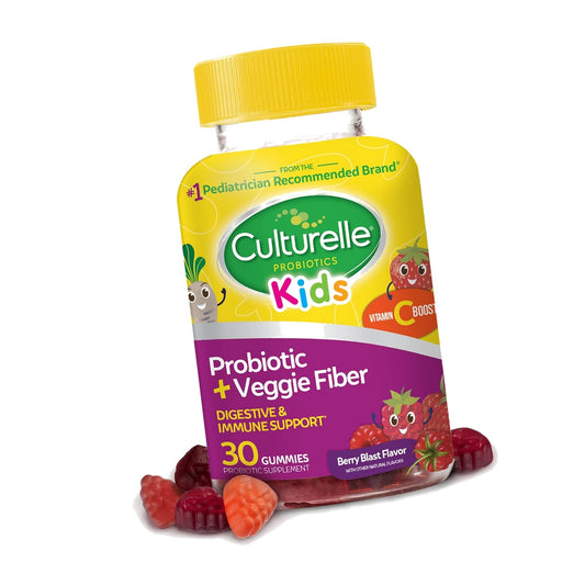 Culturelle Kids Probiotic + Veggie Fiber Gummies, Ages 3+, Berry, 30 Count