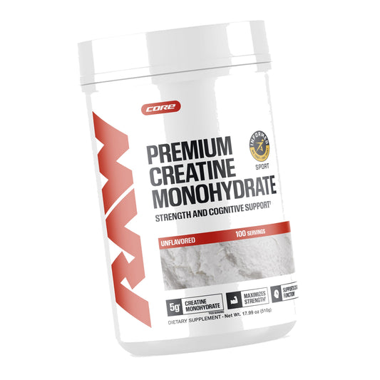 RAW Nutrition Creatine Monohydrate Powder, Unflavored, 100 Servings