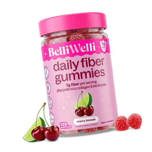 Belli Welli Fiber Gummies for GLP-1 Support - Cherry Limeade - Tapioca Prebiotic Fiber Gummy - Digestive Health & Regularity for Women, Men, Kids - 120CT