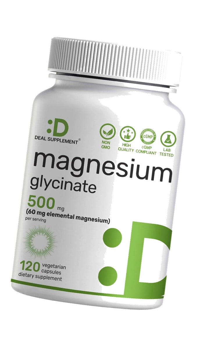 Magnesium Glycinate 500mg Per Serving, 120 Veggie Capsules