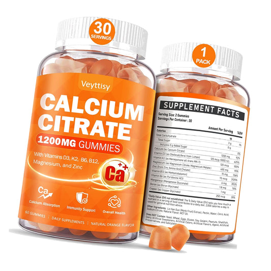 Calcium 1200 mg with Vitamin D3 for Adults: Calcium Supplement Gummies