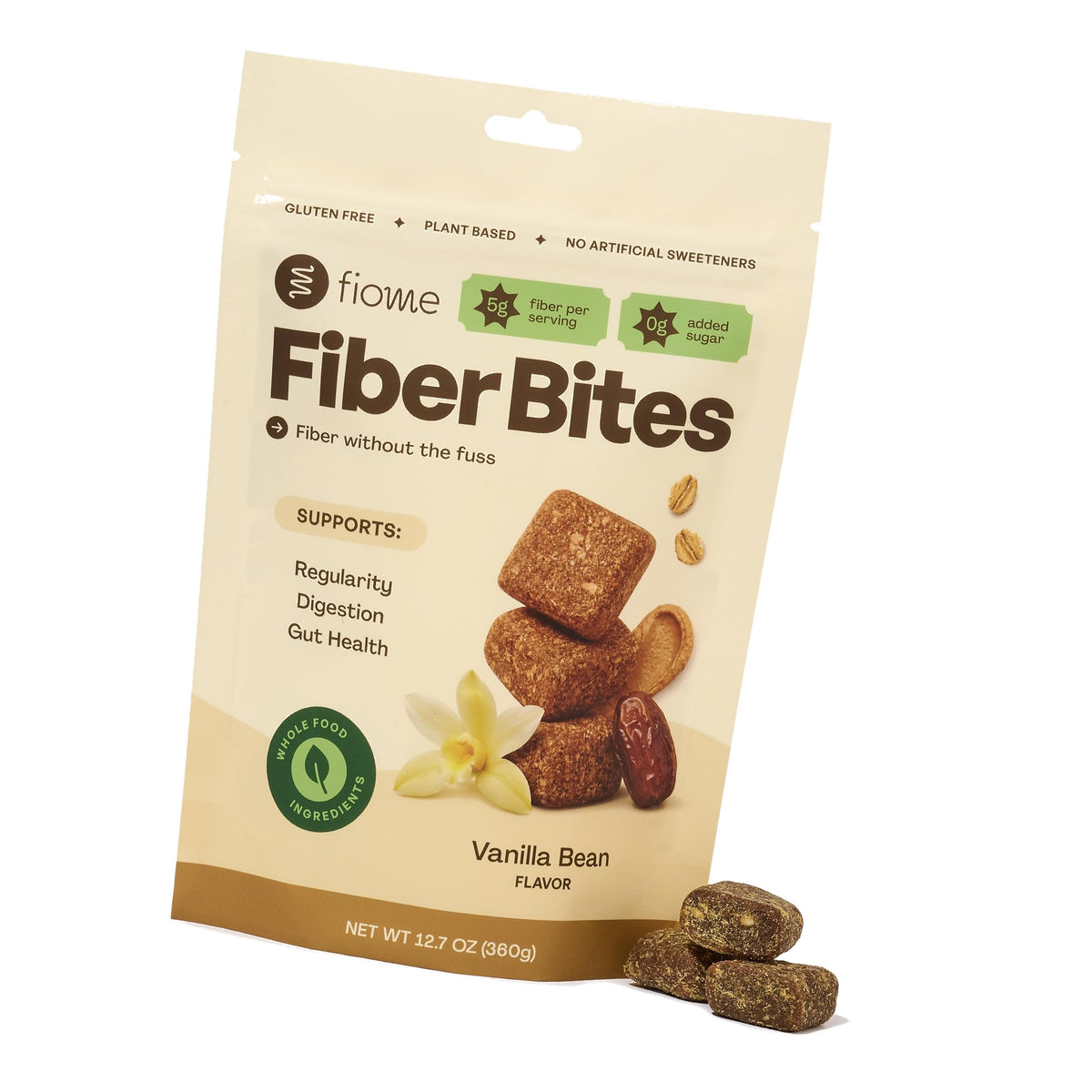 Fiome Fiber Bites, 5g Daily Fiber Supplement, Vanilla Bean, 30 Servings