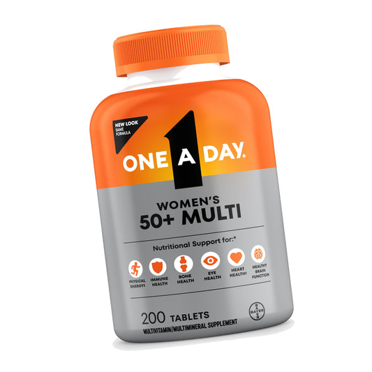 One A Day Multivitamin for Women 50 and Over Tablets, Womens Multivitamin 50 Plus with Vitamins D, C, E, Zinc & Biotin, Daily Vitamins for Woman 50+, 200 Ct (Packaging May Vary)