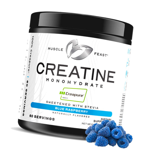 Muscle Feast Creapure Creatine Monohydrate Powder, Blue Raspberry (300g)