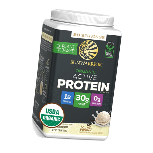 Sunwarrior Organic Plant Based Protein Powder, Vegan, Vanilla, 20 Servings