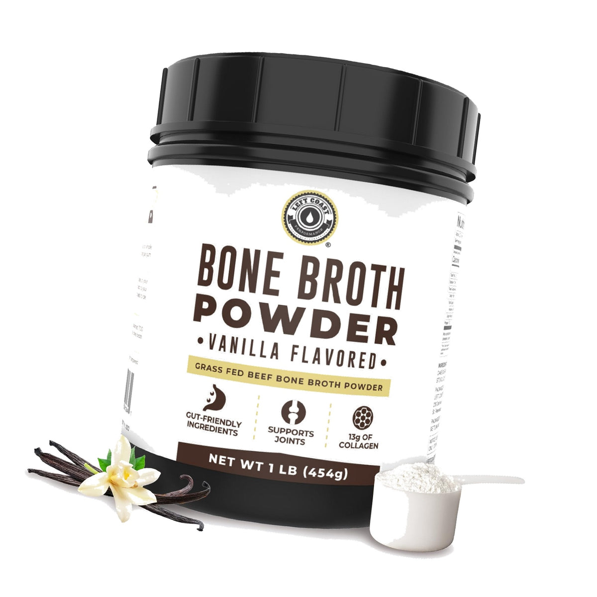 Bone Broth Protein Powder From Grass Fed Beef, Vanilla, 16oz