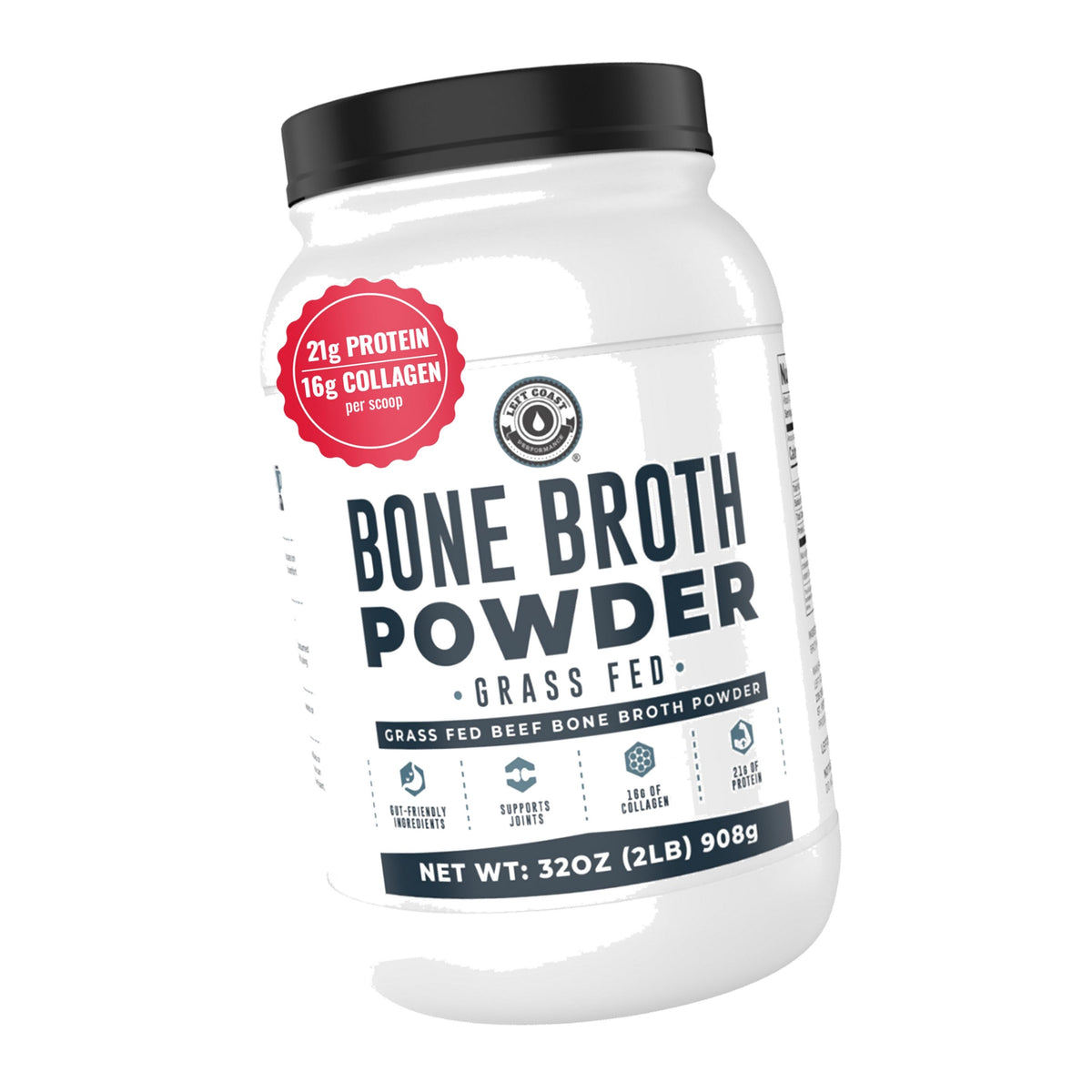 Grass Fed Bone Broth Protein Powder, Unflavored, 32oz
