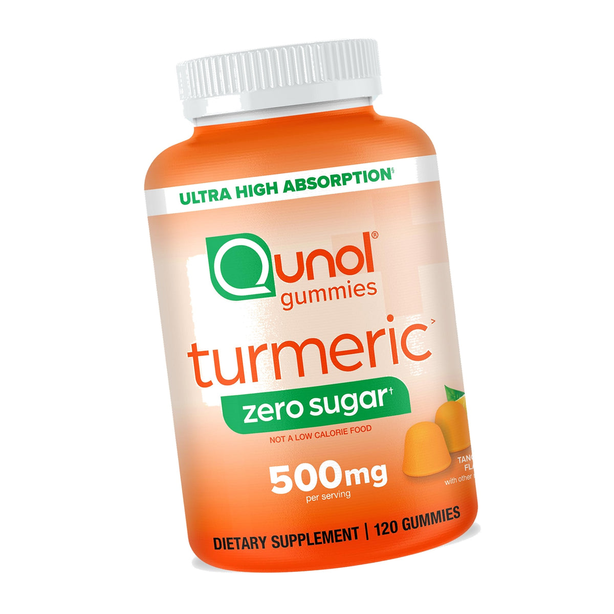 Qunol Zero Sugar Turmeric Gummies 500mg, Ultra High Absorption Gummy, 120ct
