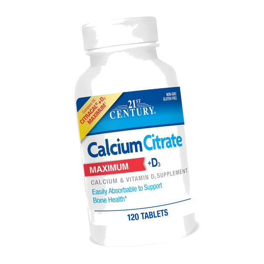 21st Century Calcium Citrate Plus D Maximum Caplets, 120 Count