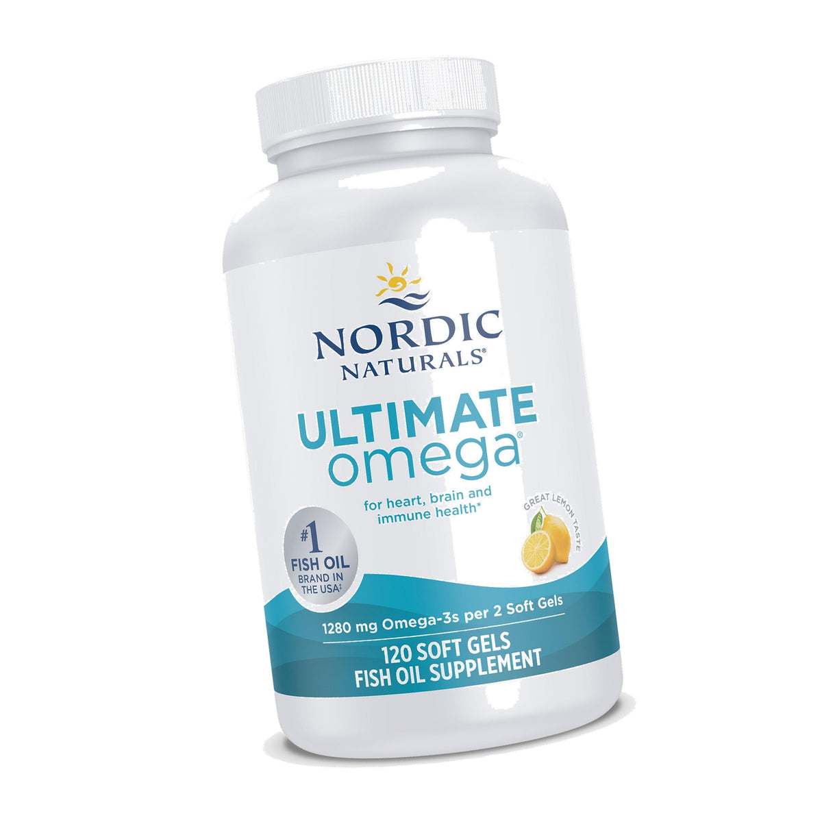 Nordic Naturals Ultimate Omega, 1280 mg Omega-3 Fish Oil, Lemon - 120 Count