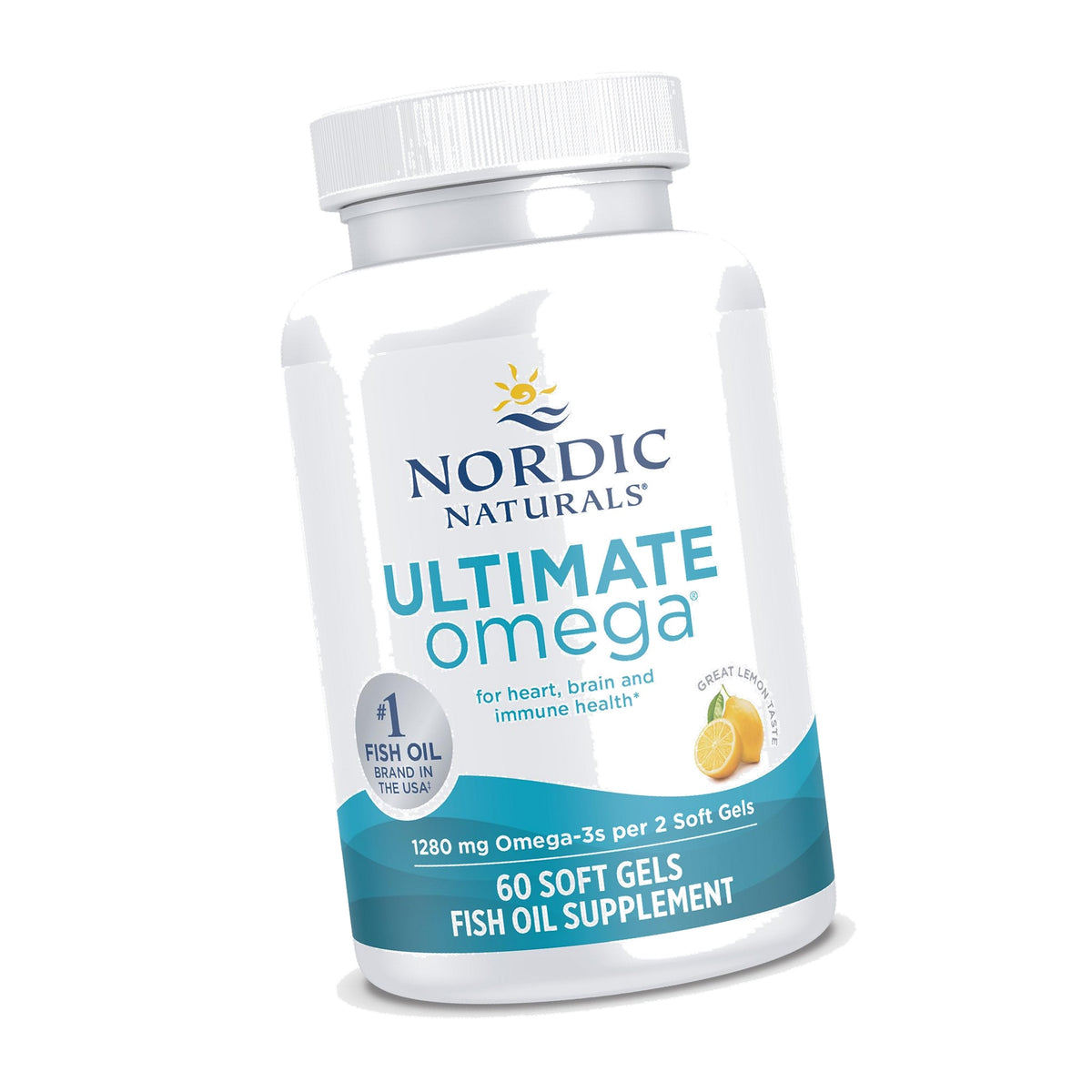 Nordic Naturals Ultimate Omega, 1280mg Omega-3 Fish Oil, Lemon - 60 Count