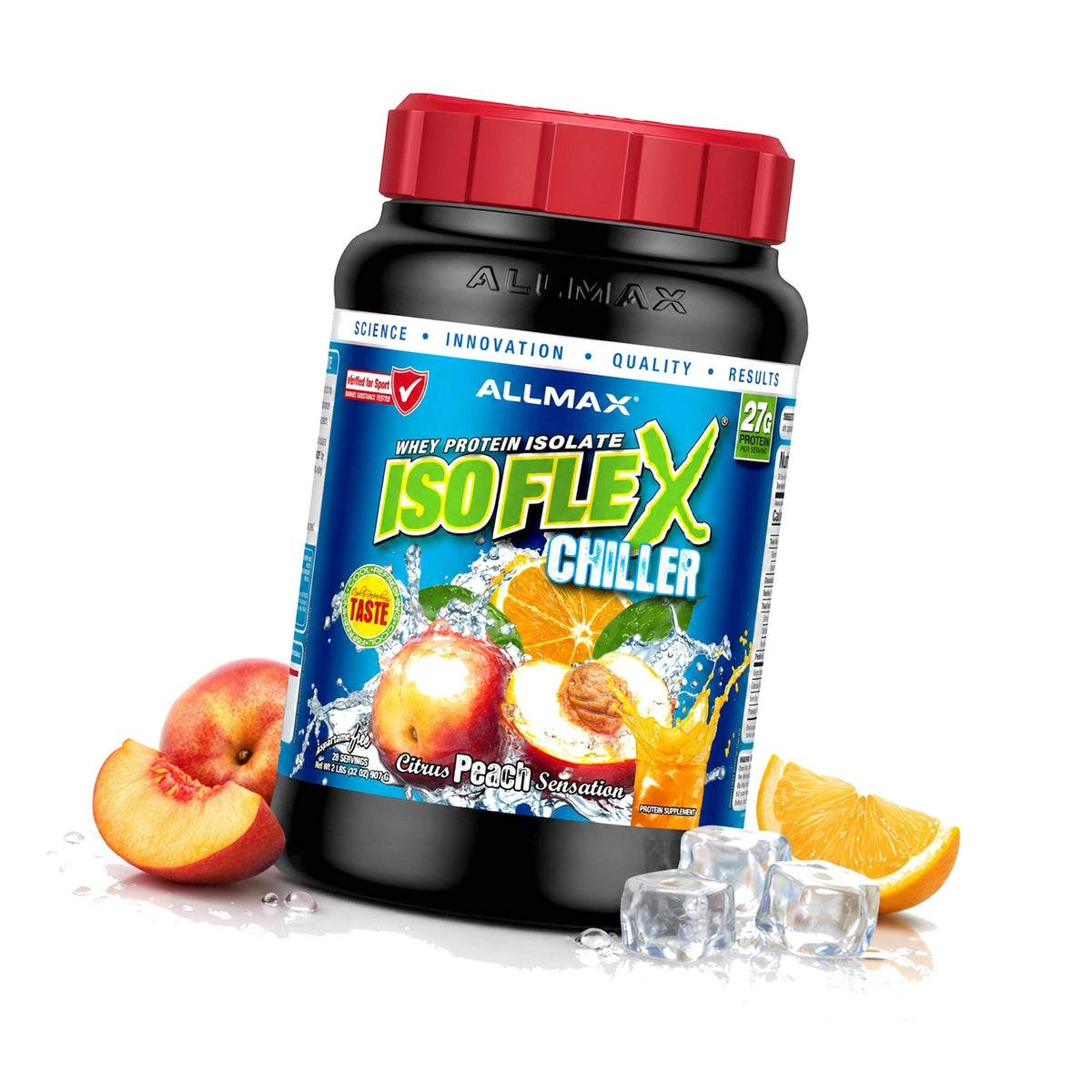ALLMAX ISOFLEX Whey Protein Isolate, Citrus Peach Sensation, 2 lb