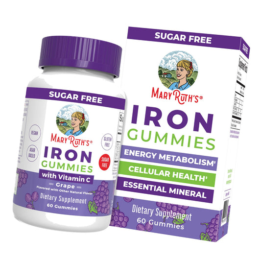 MaryRuth's Iron Gummies for 14+ with Vitamin C for Absorption | Sugar Free | Gummy Iron Supplement + VIT C | Energy Metabolism | Cellular Health | Immune Support | Vegan | Non-GMO | 60 Count