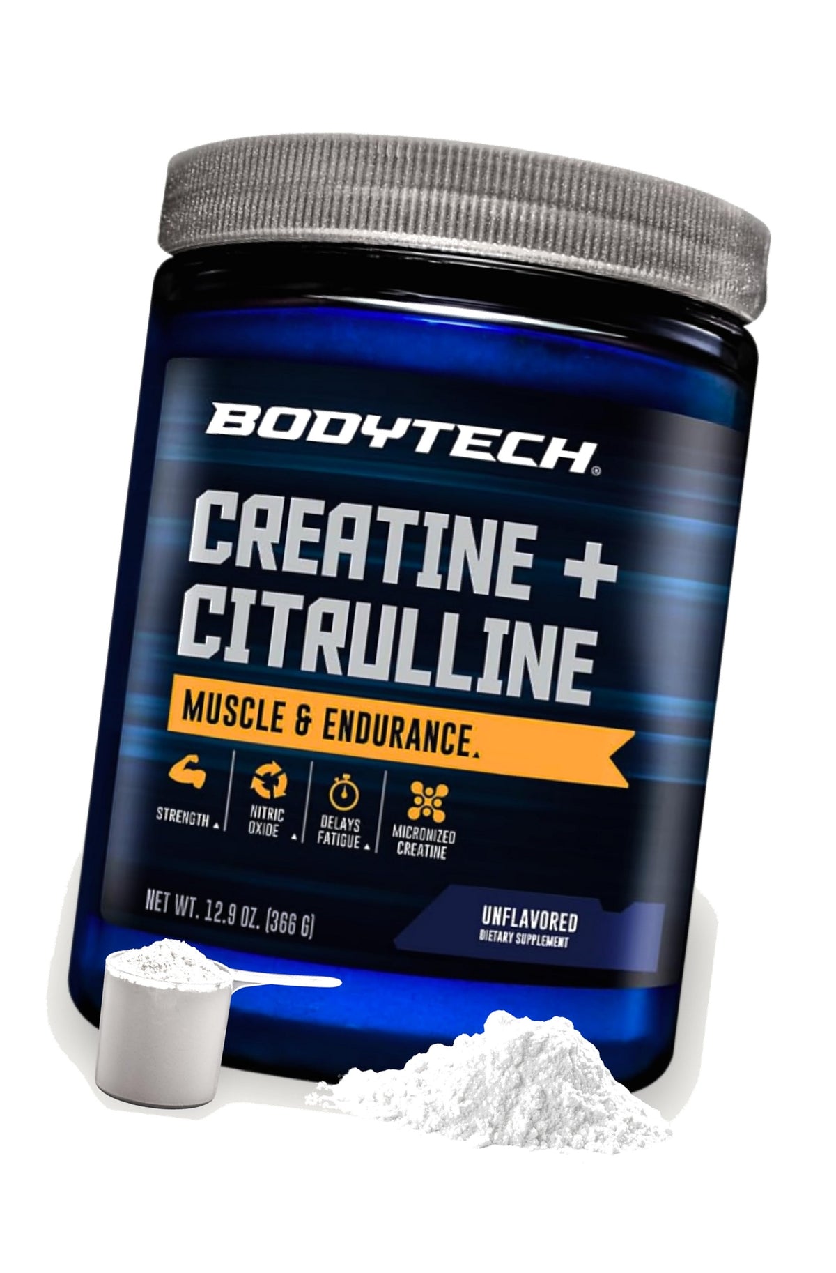 BodyTech Creatine Monohydrate + Citrulline Powder, Unflavored, 30 Servings