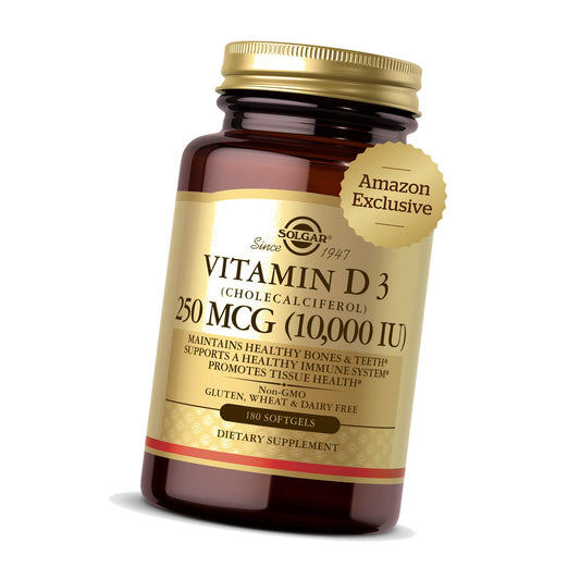 Solgar Vitamin D3 Cholecalciferol 250 MCG 1000 IU, 60 Tablets, Gluten Free