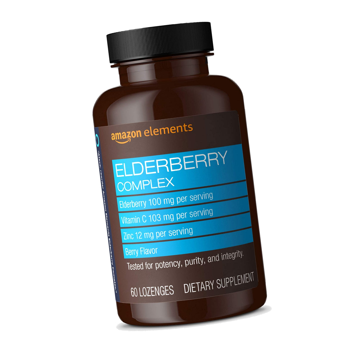 Amazon Basics Elderberry Complex Berry Flavored Immune System Support Lozenges, Adult, 60 Count, Packaging May Vary (Previously Amazon Elements)
