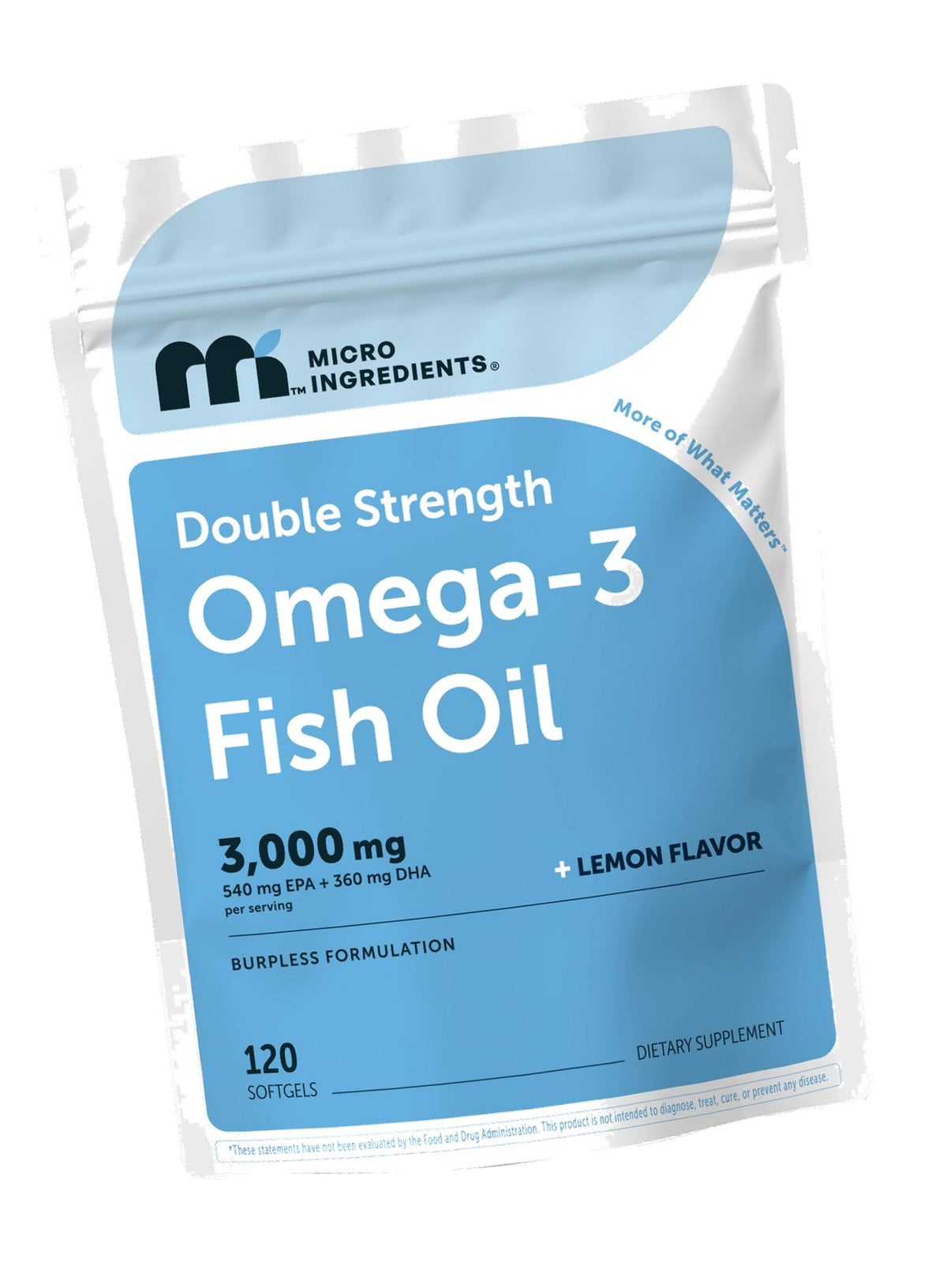 Micro Ingredients Omega 3 Fish Oil Supplements 3,000mg Per Serving, 120 Softgels | Lemon Flavored – Burpless | EPA 540mg + DHA 360mg | Deep Sea Fish