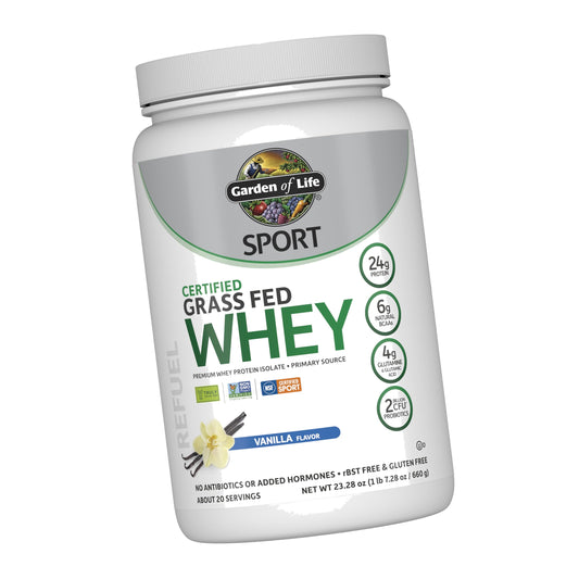 Garden of Life SPORT Grass Fed Whey Protein Powder, Vanilla, 20 Servings