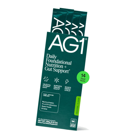 AG1 Athletic Greens Superfood and Probiotic, 75 Vitamins, Travel Pack 14ct