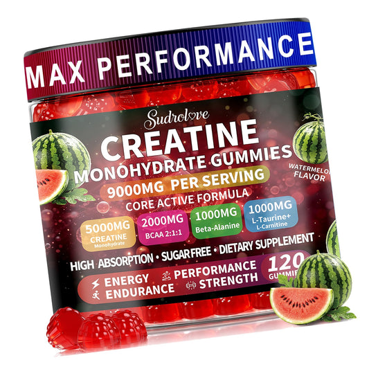 sudrolove Creatine Monohydrate Gummies 5000mg for Women & Men,120 Count