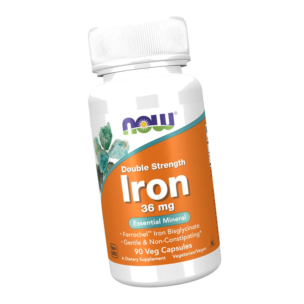 NOW Supplements, Iron 36 mg, Non-Constipating*, 90 Veg Caps