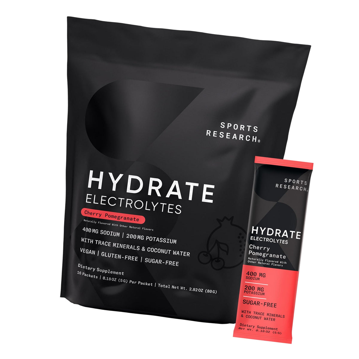 Sports Research® Hydrate Electrolytes Cherry Pomegranate, 16 Packets