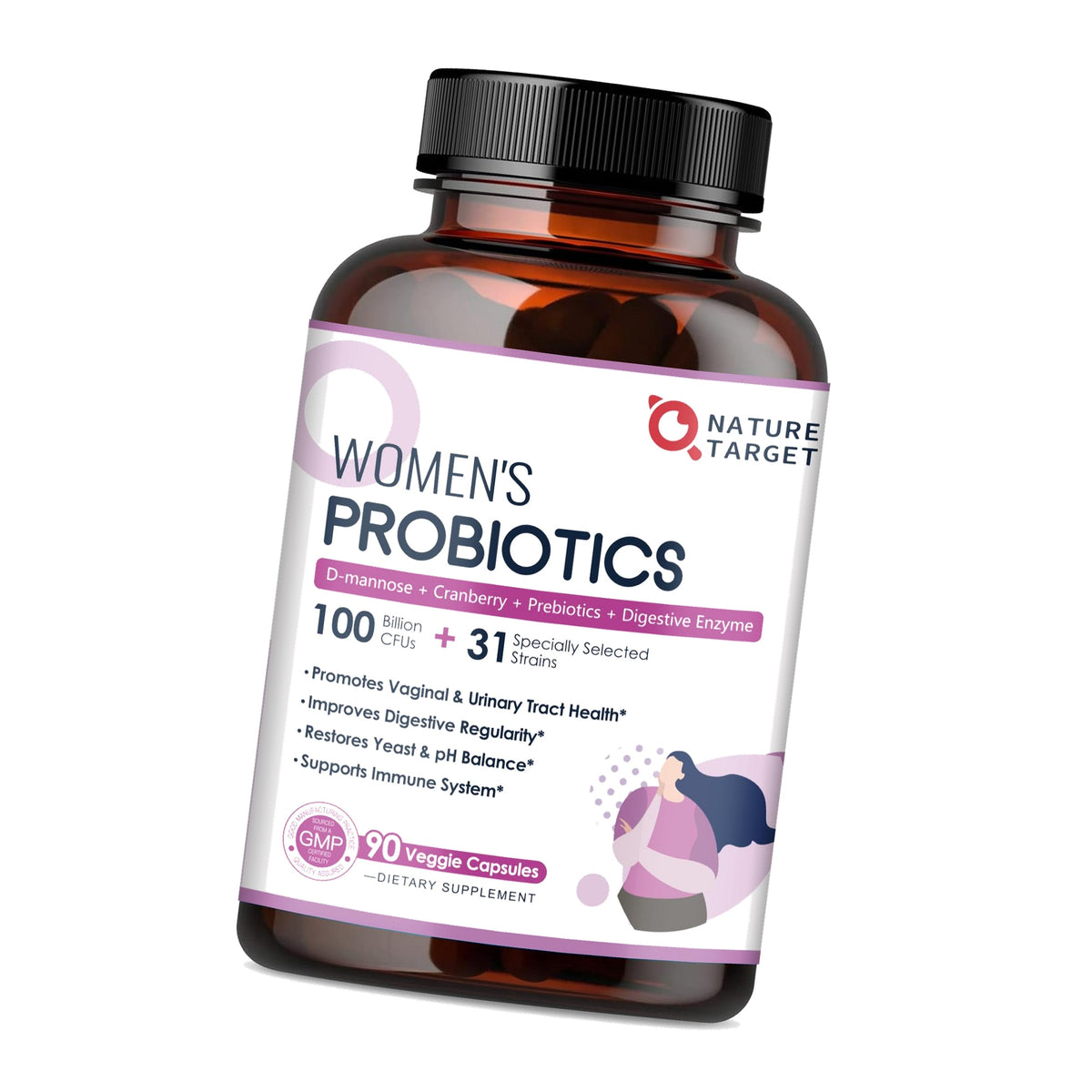 NATURE TARGET Probiotics for Women, 100 Billion CFU, 90 Veggie Capsules
