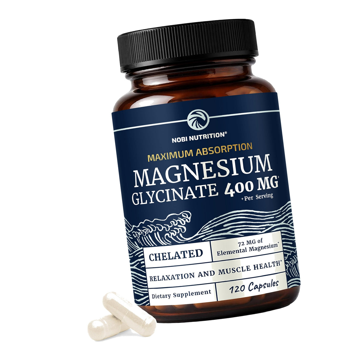 Magnesium Glycinate 400mg, High Absorption, Sleep, Calm & Muscle Support