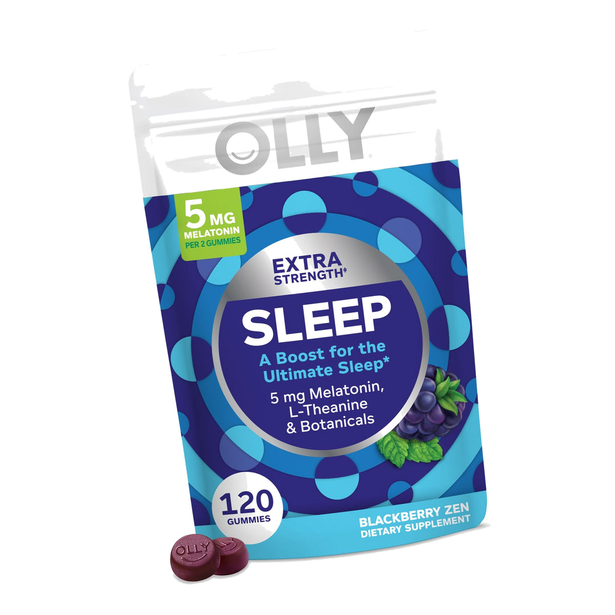 OLLY Extra Strength Sleep Pouch, 5 mg Melatonin, L-Theanine - 120 Count