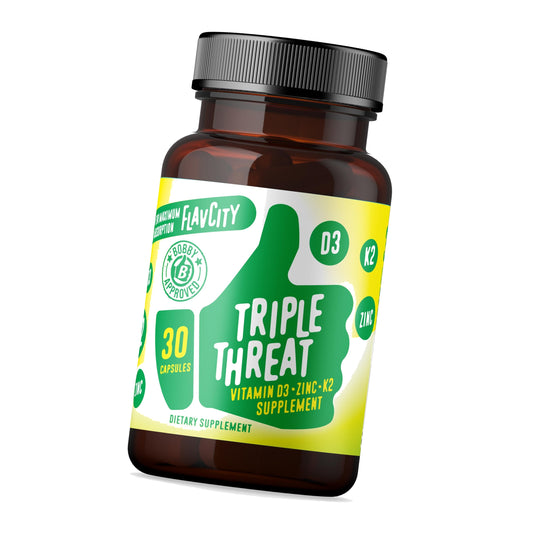 FlavCity Triple Threat Vitamin D3, Zinc & K2 Supplement, 30 Capsules