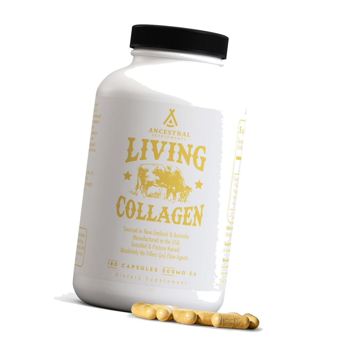 Ancestral Supplements Grass Fed Beef Living Collagen Capsules, 180 Ct