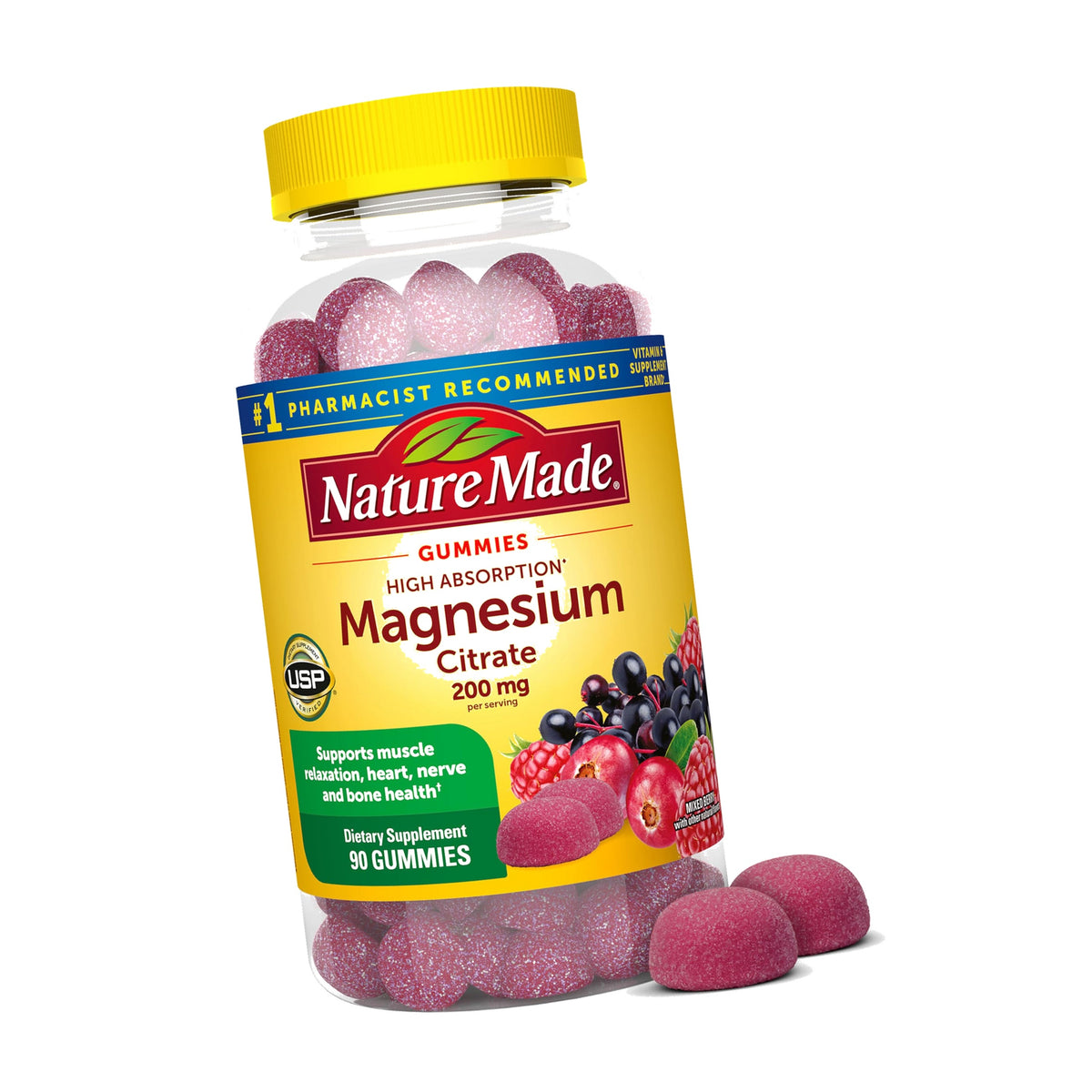 Nature Made High Absorption Magnesium Citrate 200mg per Serving, 90 Gummies