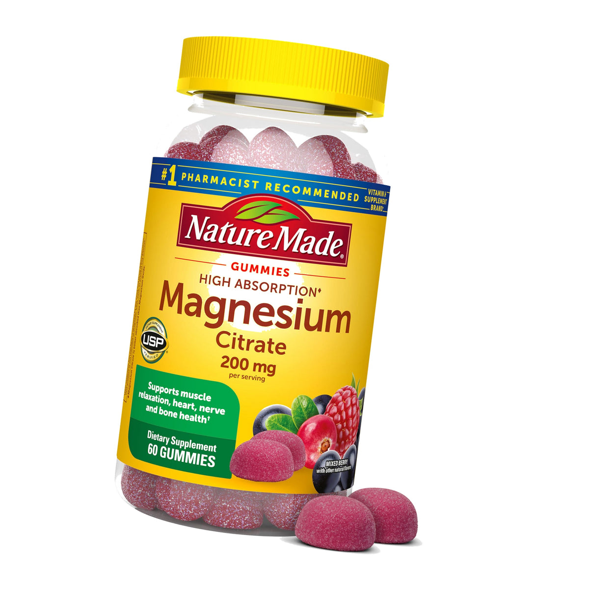 Nature Made High Absorption Magnesium Citrate 200mg per Serving, 60 Gummies