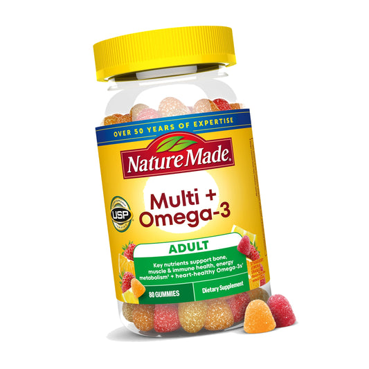 Nature Made Multivitamin + Omega-3, Multivitamin Gummies for Adults, 80 Ct