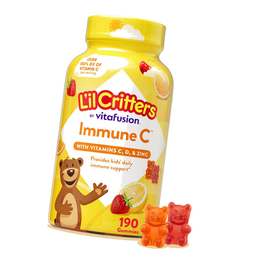 Lil Critters Kids Immune C Gummies | Vitamin C, D, and Zinc | 190 Count