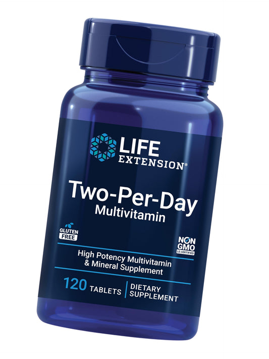 Life Extension Two-Per-Day Multivitamin - Packed with Over 25 Vitamins, Minerals & Extracts -Vitamins B6, C, D - Zinc - Two-Month Supply - Non-GMO, Gluten-Free - 120 Tablets