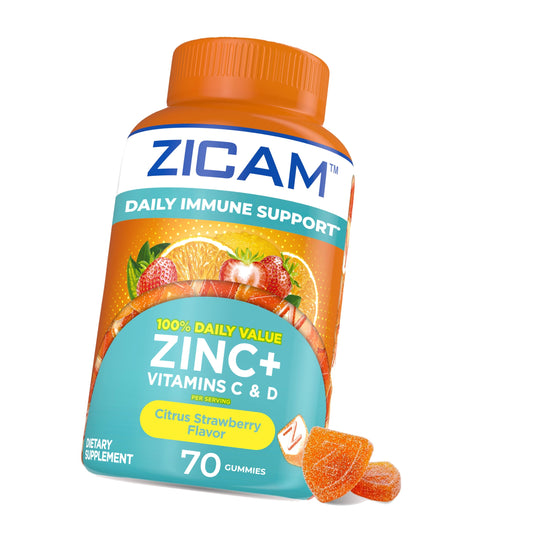 Zicam Daily Immune Support Gummy Supplement, Citrus Strawberry, 70 Count