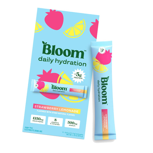 Bloom Nutrition Hydration Electrolyte Sticks, Strawberry Lemonade, 5 Count