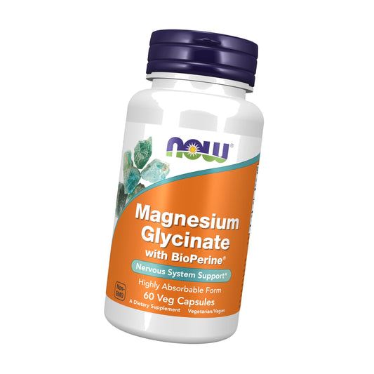 Now Supplements, Magnesium Glycinate with BioPerine, 60 Veg Capsules