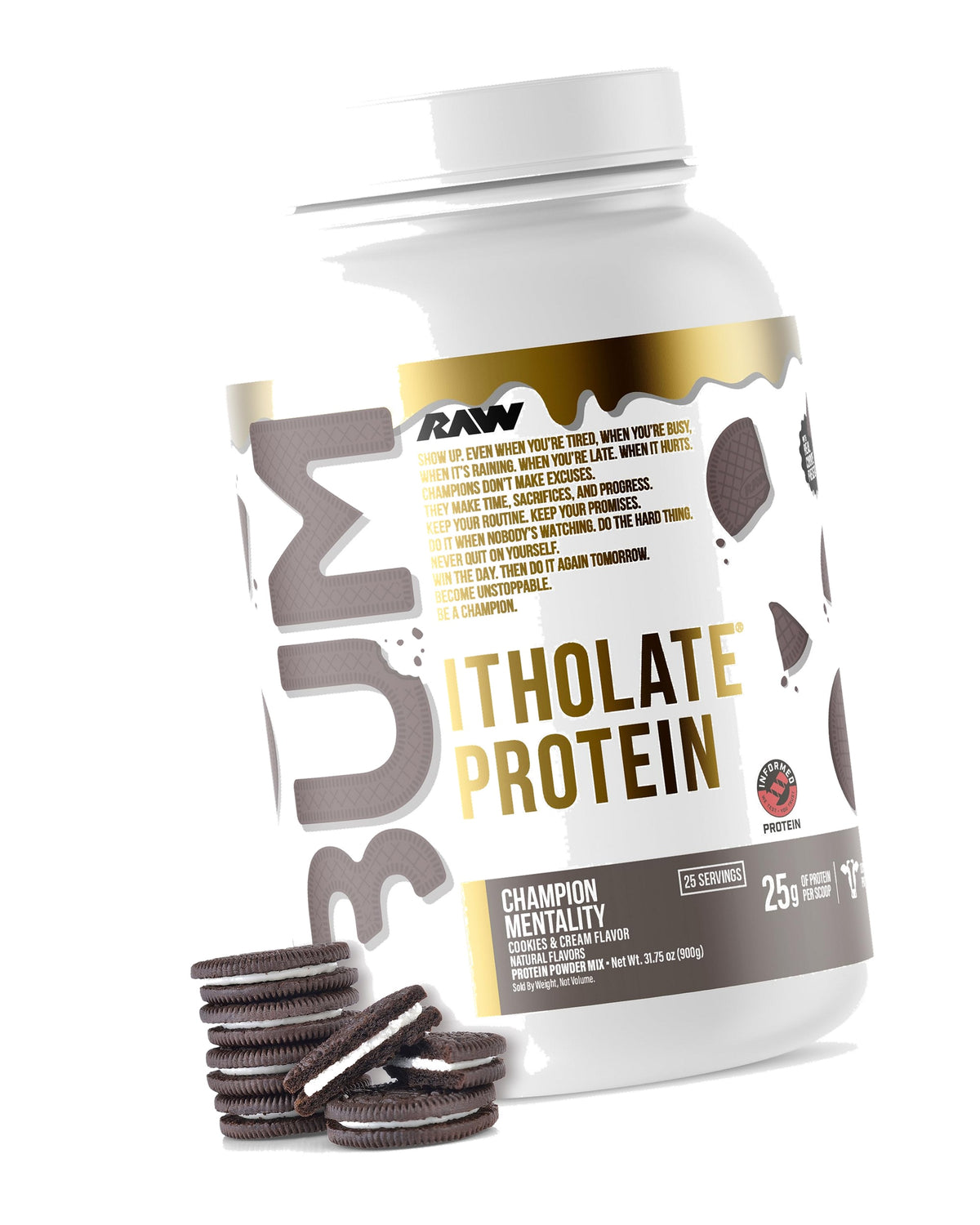 RAW Whey Isolate Protein Powder, Cookies & Cream (CBUM Itholate Protein) - Sports Nutrition Powder for Muscle Growth & Recovery - Low-Fat, Low Carb- 25 Servings