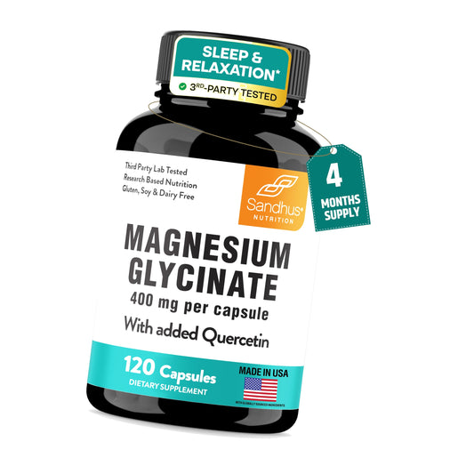 Magnesium Glycinate 400mg 120 Capsules for Good Sleep & Muscle Relaxation