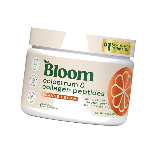 Bloom Nutrition Bovine Colostrum Powder, Orange Cream, 25 Servings