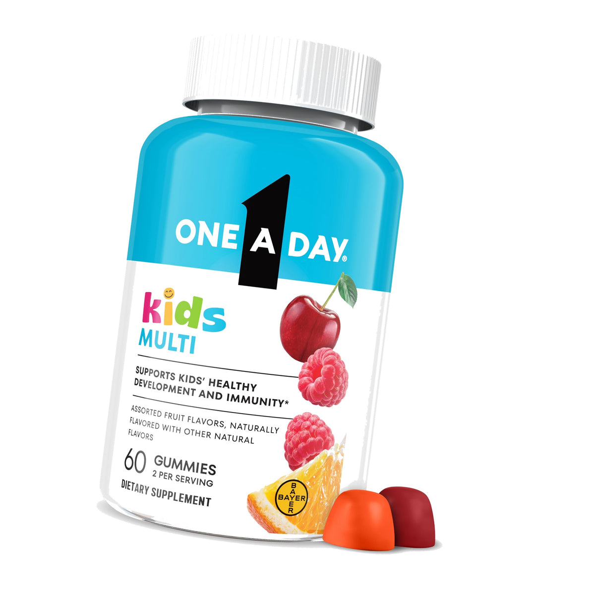 One A Day Kids Multivitamin Gummies, Kids Vitamins with Vitamin C, D, E & Zinc for Immune Support, Childrens Gummy Vitamins, Assorted Fruit Flavors, 60ct (Packaging May Vary)