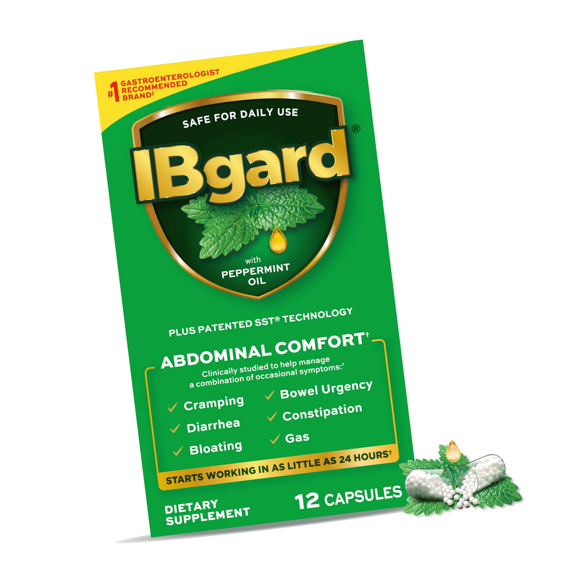 IBgard Peppermint Oil Capsules, 12 Capsules
