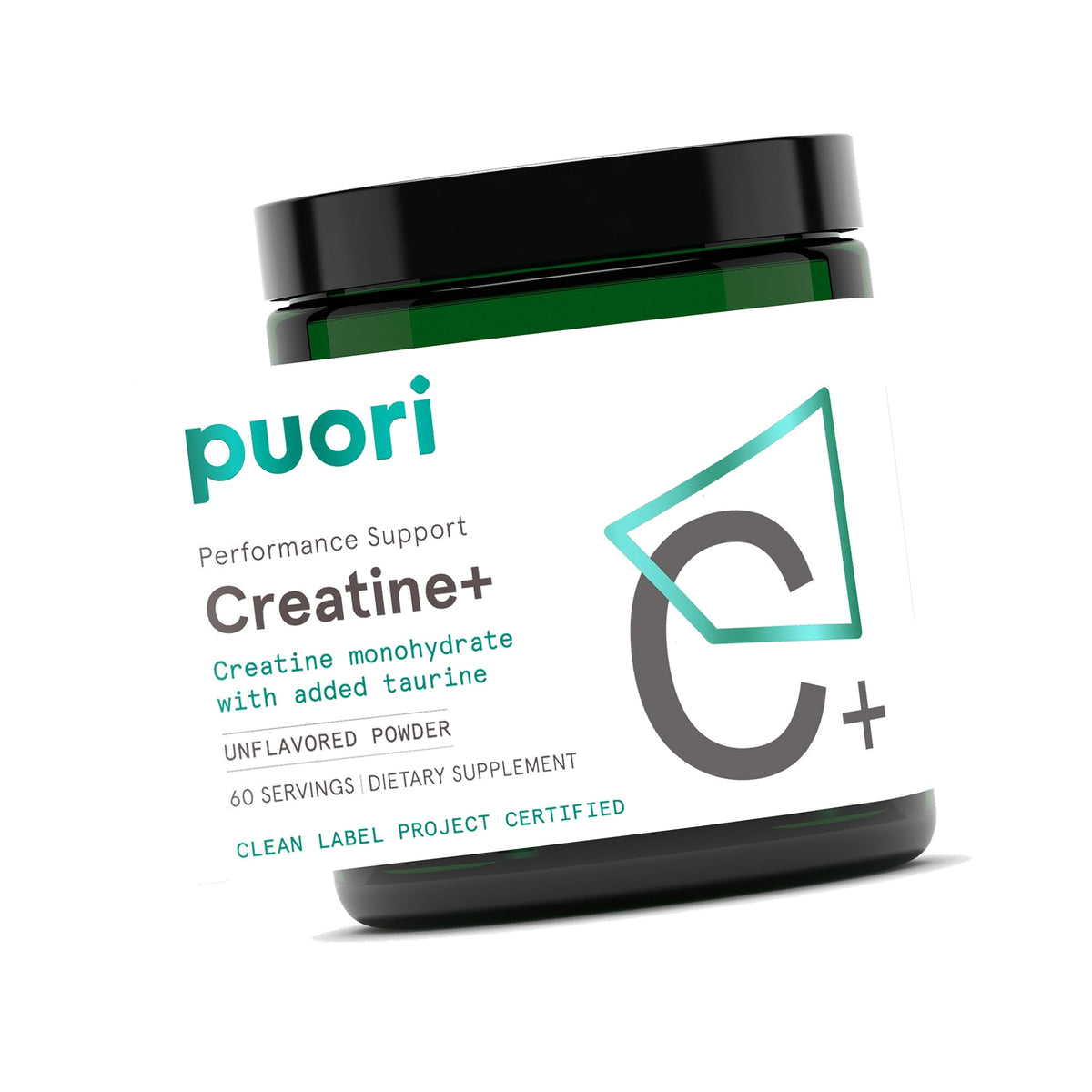 Puori 5g Creatine Monohydrate Powder with Added Taurine, 60 Servings