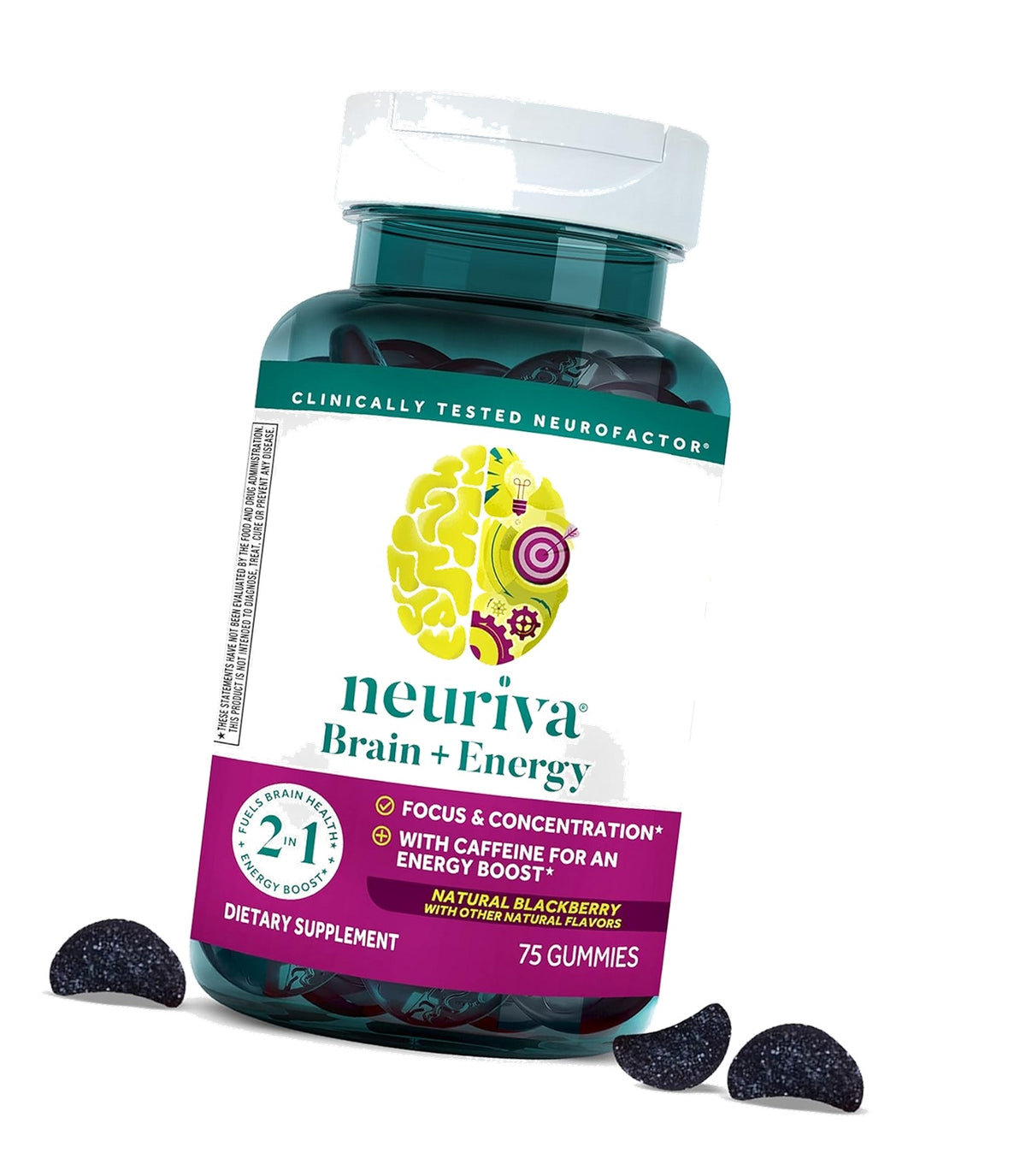 NEURIVA Brain + Energy Supplement - 75 Count Capsules