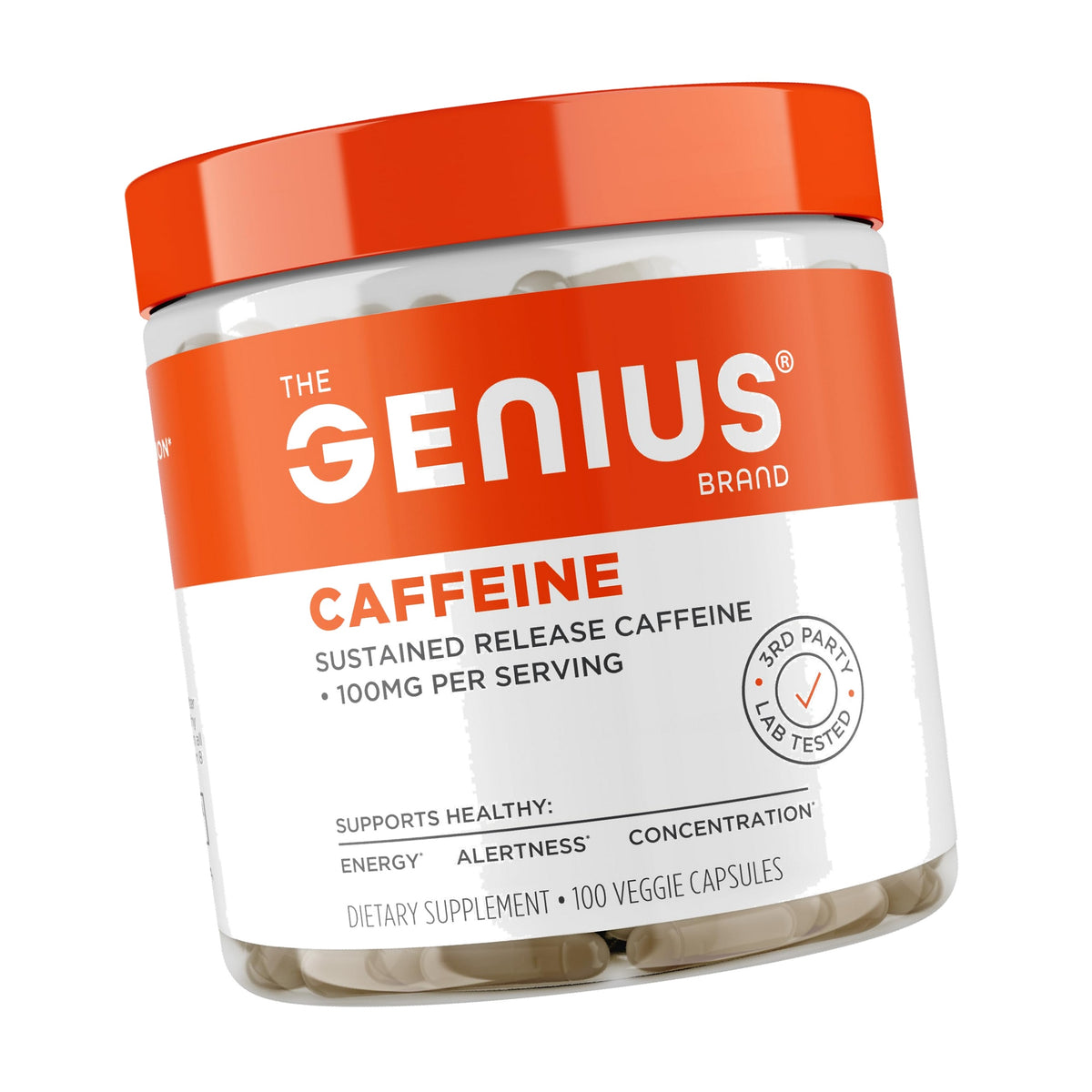 The Genius Brand Caffeine Sustained-Release, 100mg, 100 Servings
