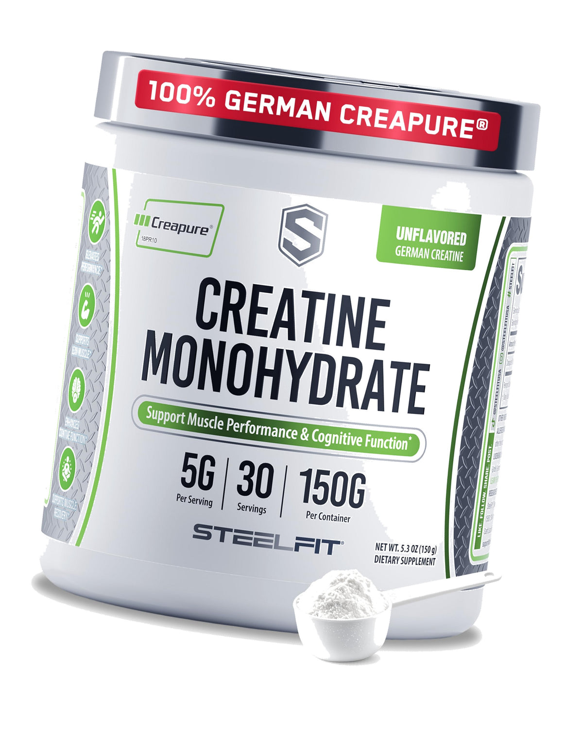 SteelFit Creapure Creatine Monohydrate Powder, Unflavored, 30 Servings