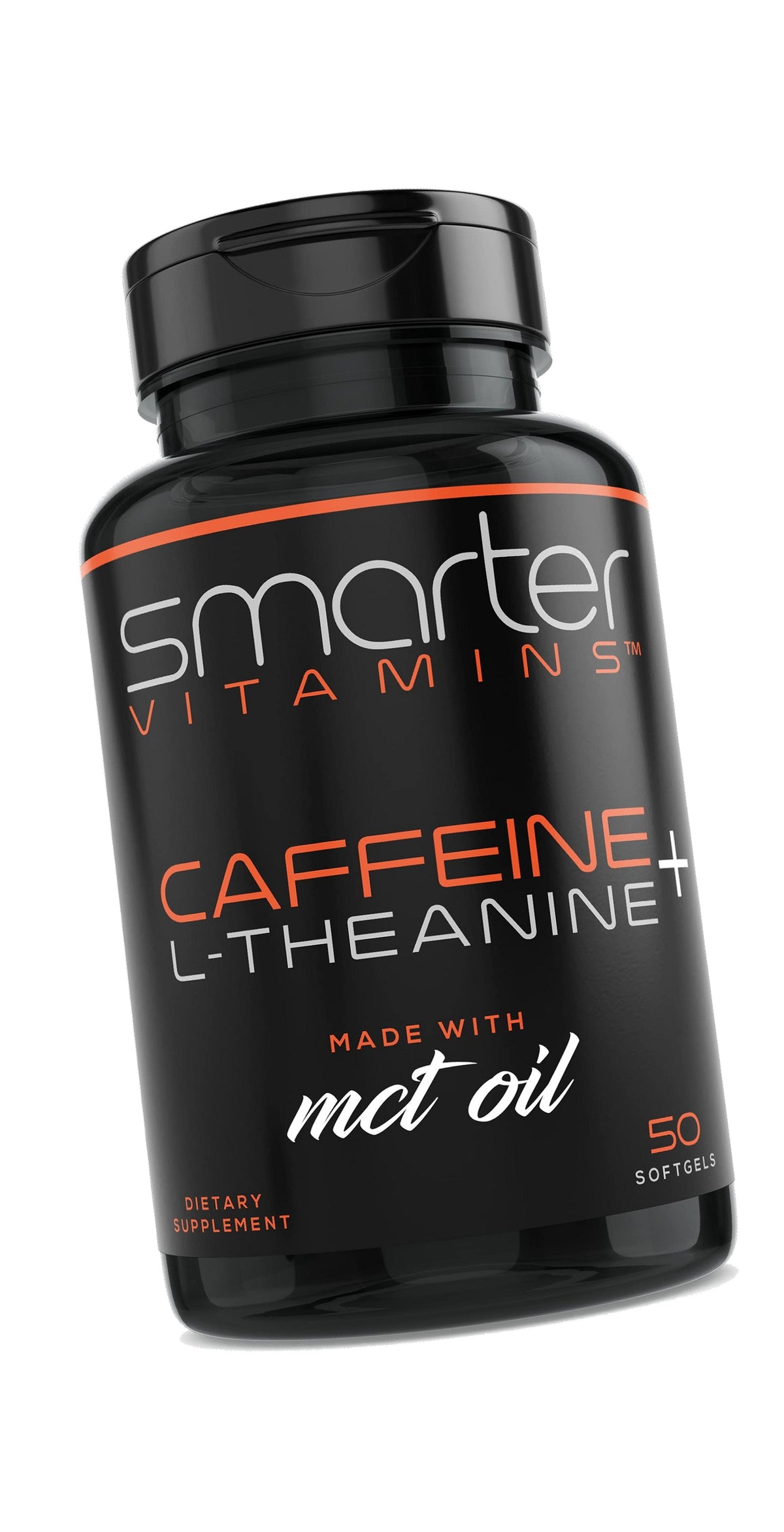 Caffeine Pills 200mg with 100mg L-Theanine & Coconut MCT Oil, 50 Softgels
