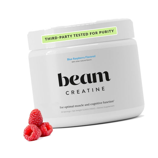 BEAM Creatine Monohydrate Powder – 5g Micronized Creatine Monohydrate, Flavored Creatine for Women & Men, Muscle Strength, Growth & Cognitive Support, Blue Raspberry Flavor, 30 Servings